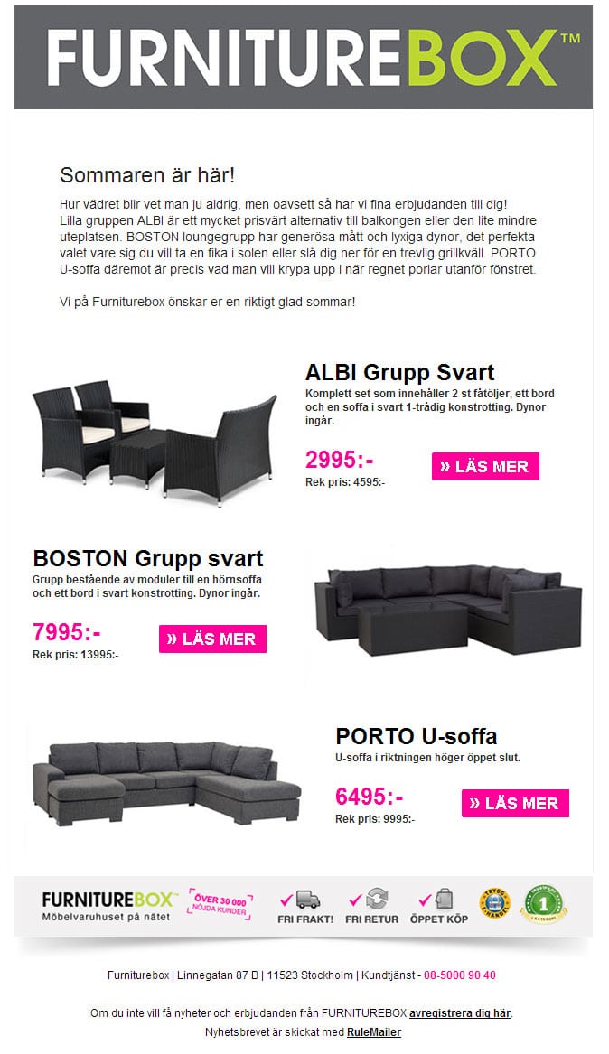 Furniturebox nyhetsbrev Furniturebox nyhetsbrev