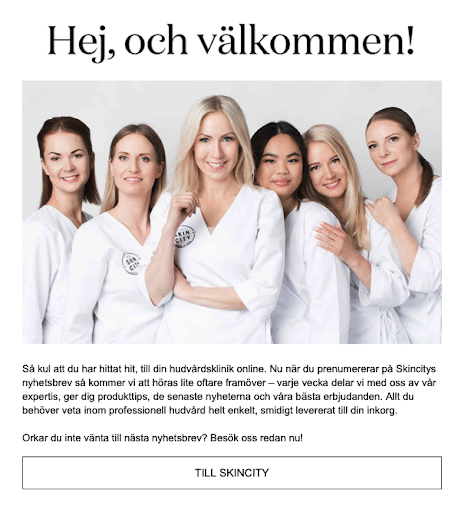 välkomstmail, välkomstmail exempel