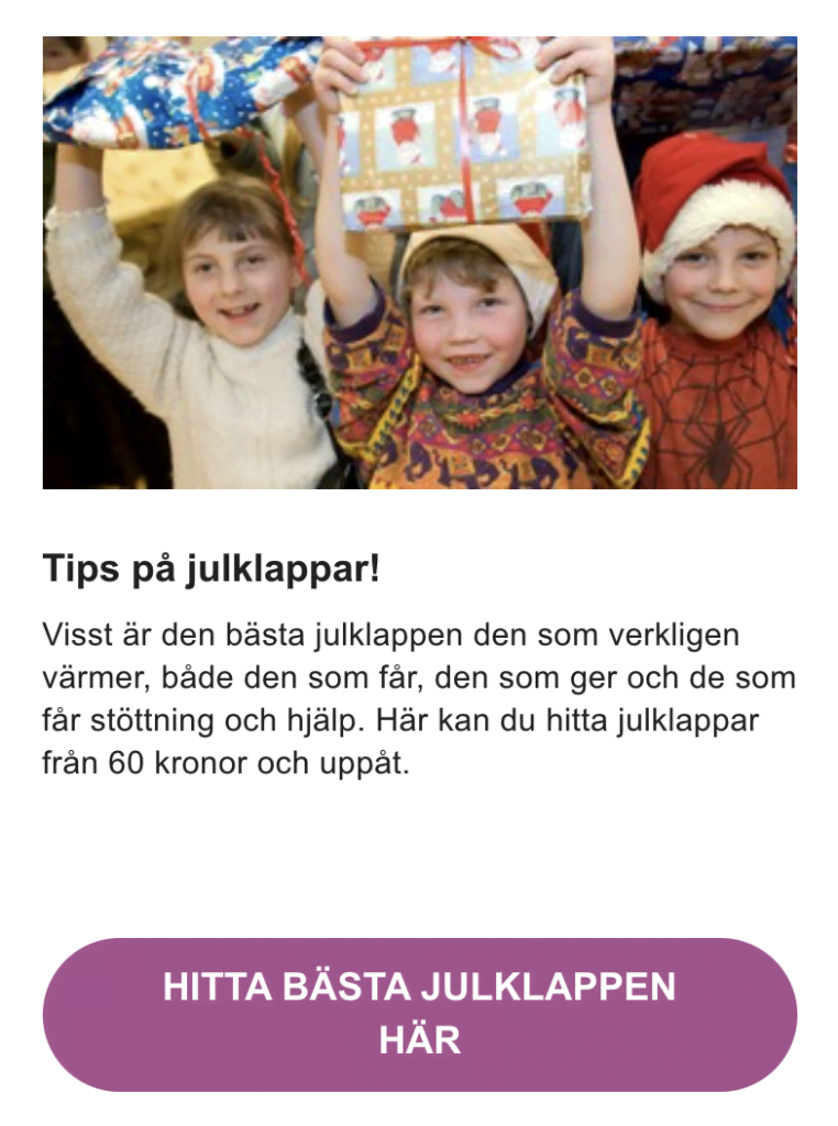 ge välgörenhet i julklapp